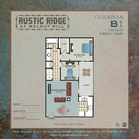 2 Beds • 2 Bath 524 floor plan