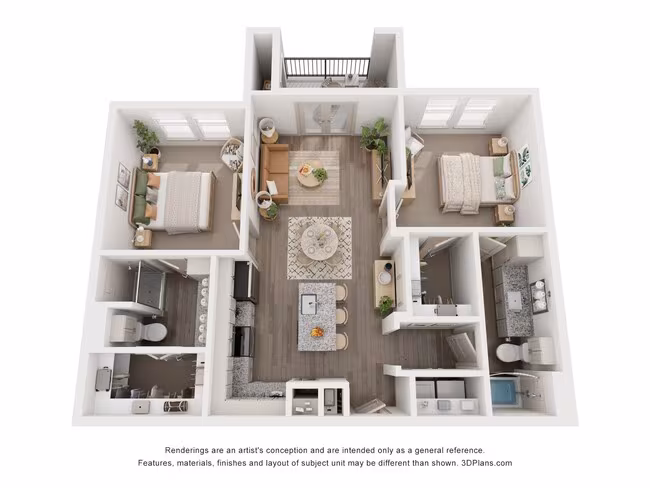 2 Beds • 2 Bath 05101 floor plan