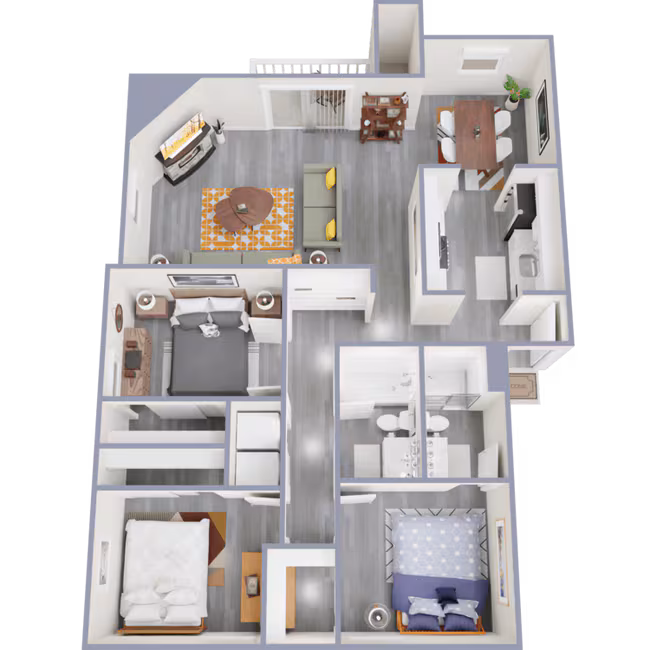 3 Beds • 2 Bath PH1-090 floor plan