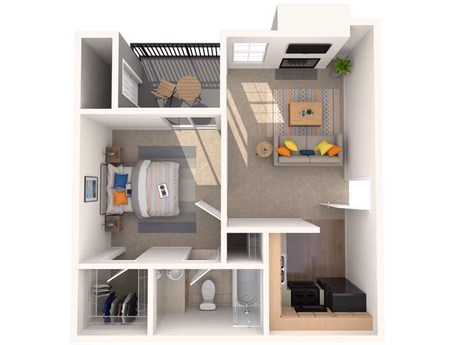 1 Bed • 1 Bath 2017 floor plan