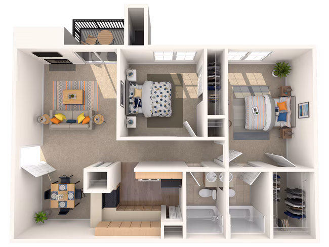 2 Beds • 2 Bath 1124 floor plan