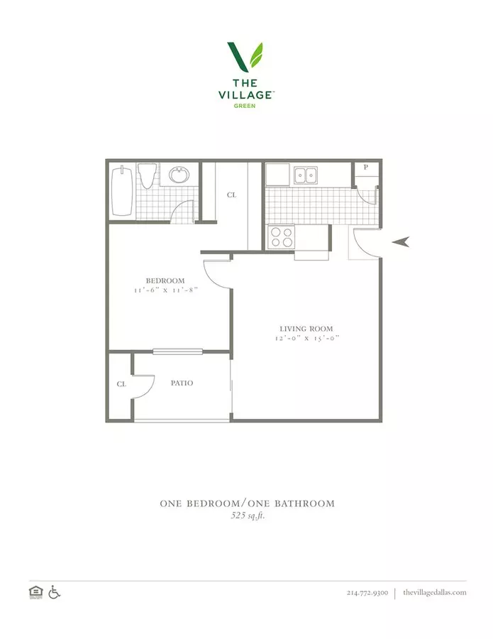 1BR/1BA 0115 floor plan