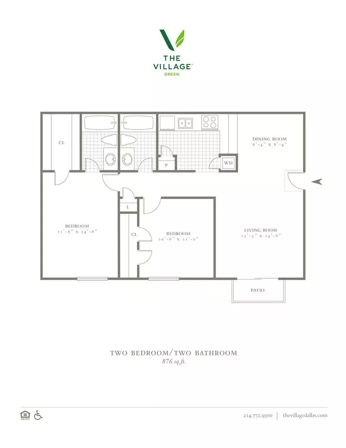 2 Beds • 2 Bath 0512 floor plan