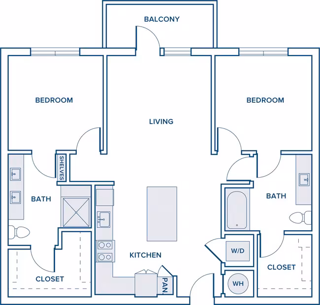 2 Beds • 2 Bath 10131 floor plan