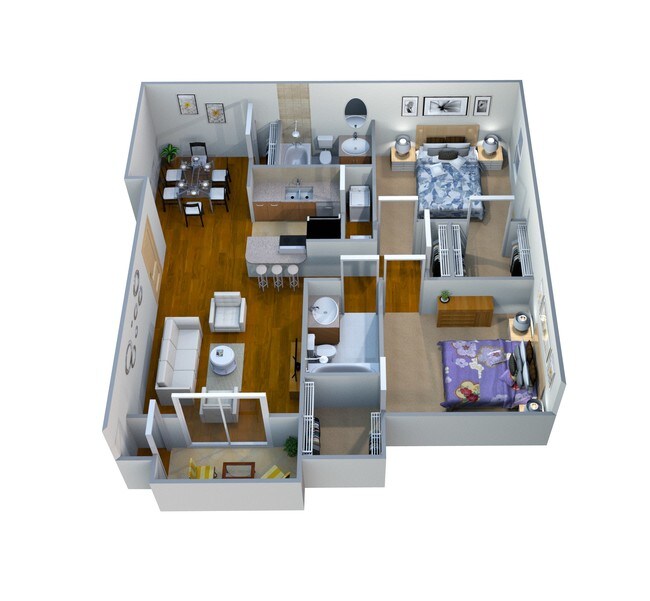 2 Beds • 2 Bath 0415 floor plan