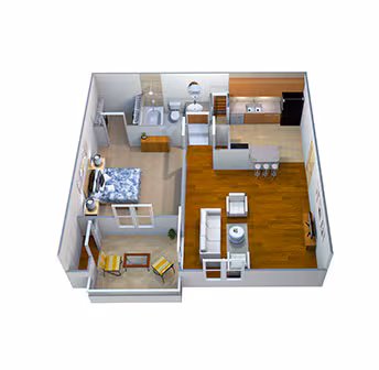 1 Bed • 1 Bath 0504 floor plan