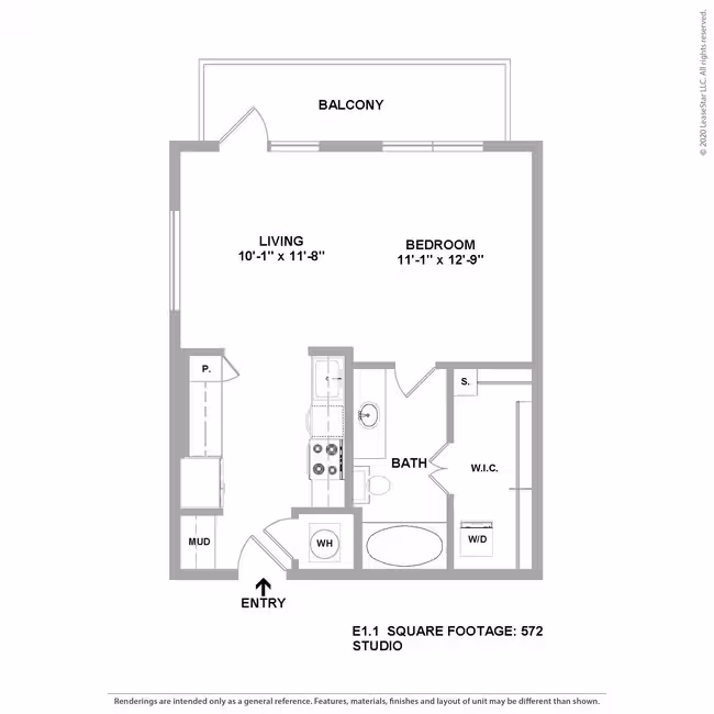 1 Bed • 1 Bath 522 floor plan