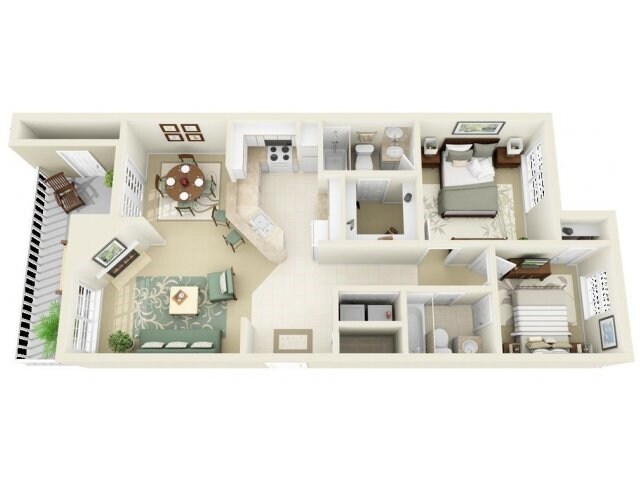 2 Beds • 2 Bath 10104 floor plan