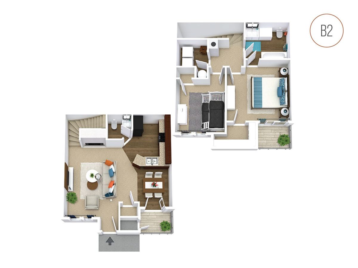 2 Beds • 1 Bath 1914 floor plan