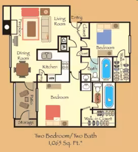 2 Beds • 2 Bath 2006 floor plan