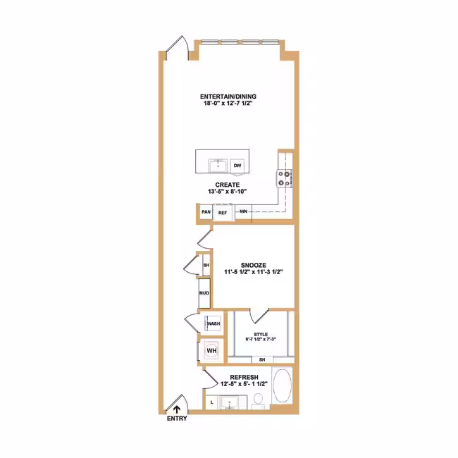 1 Bed • 1 Bath 3056 floor plan