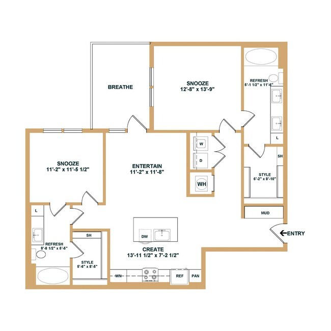 2 Beds • 2 Bath 4046 floor plan