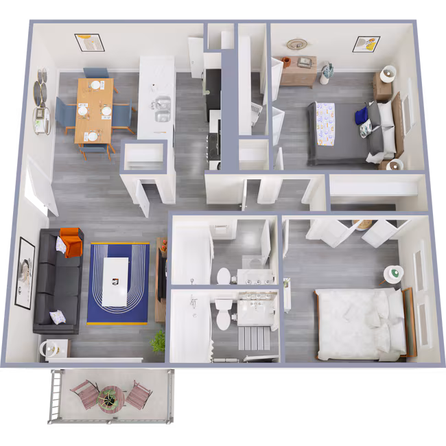 2 Beds • 2 Bath 1406 floor plan