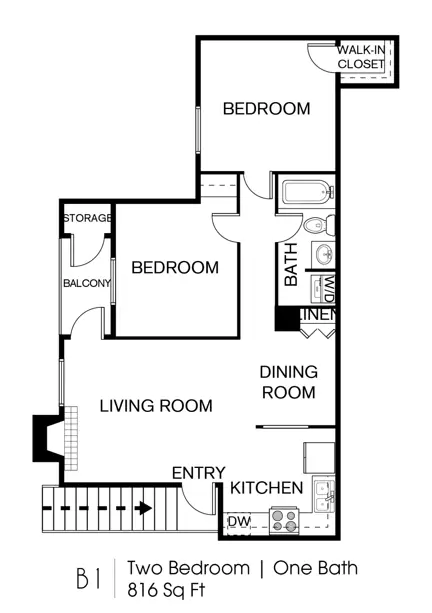 2 Beds • 2 Bath 0506 floor plan