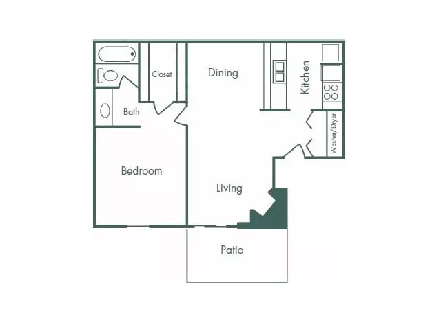 1 Bed • 1 Bath 826 floor plan