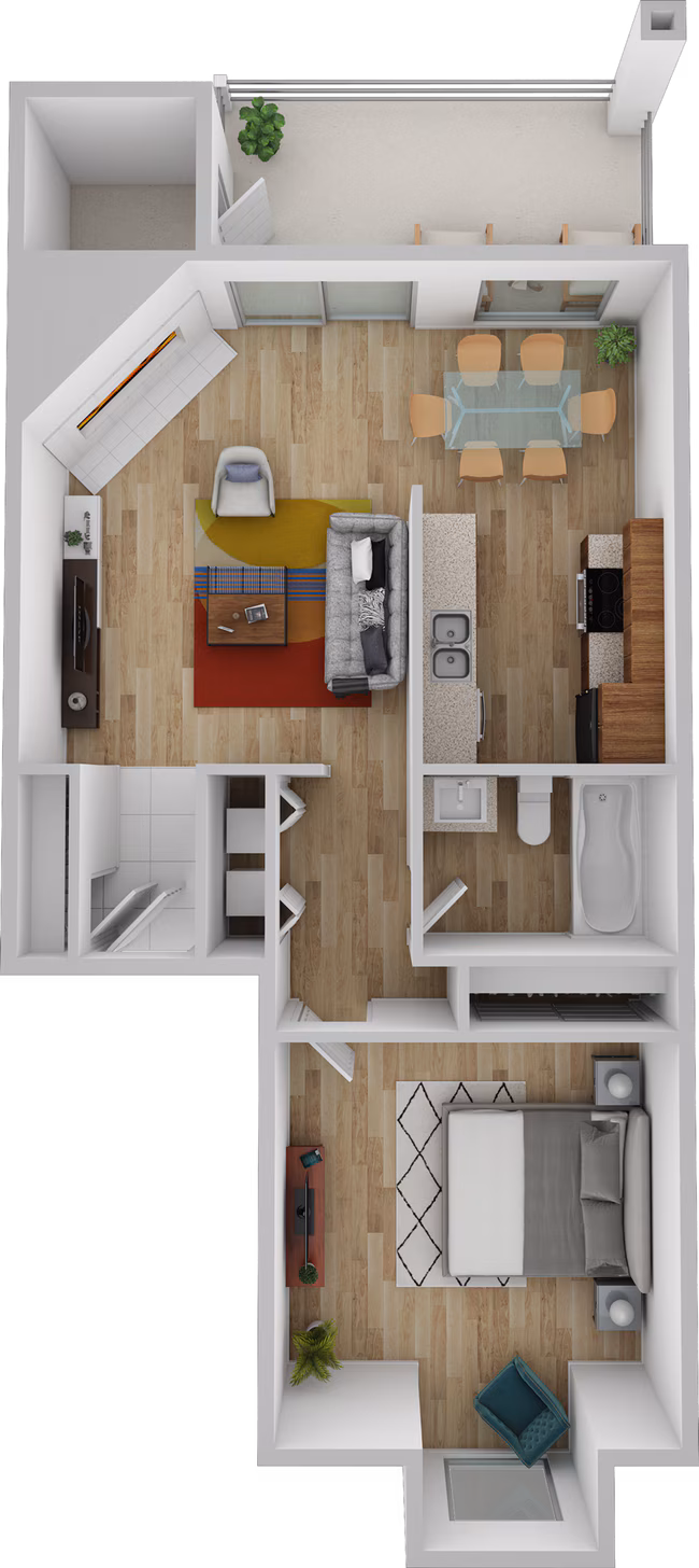 1 Bed • 1 Bath 13-106 floor plan