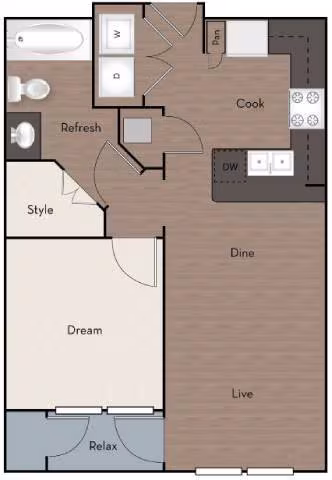 1 Bed X 1 Bath 2224 floor plan