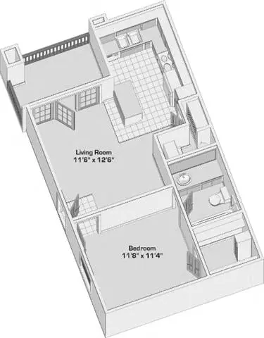 1BR/1BA 0202 floor plan
