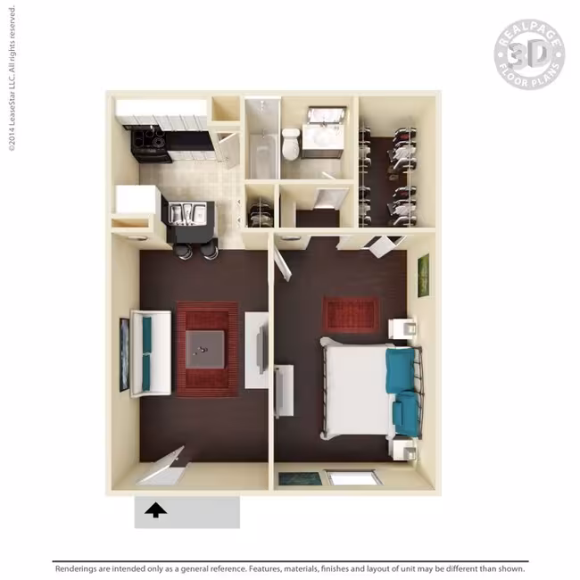 1 Bed • 1 Bath 125 floor plan