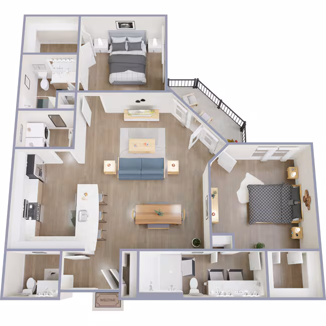 2 Beds • 2 Bath 408 floor plan