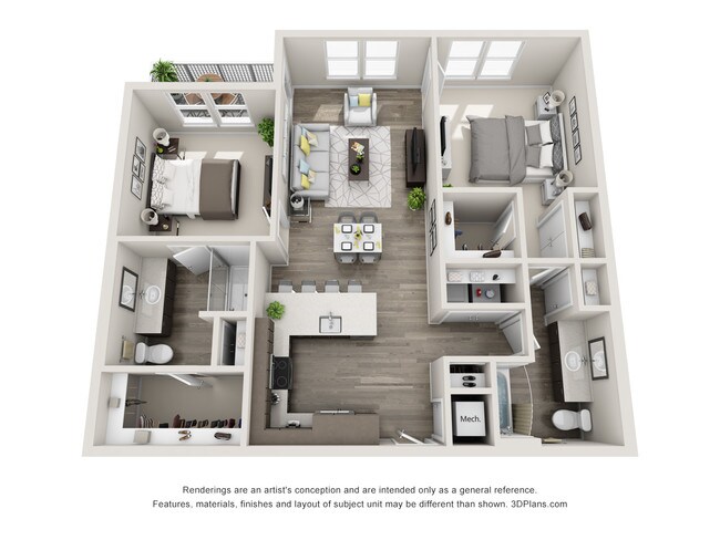 2 Beds • 2 Bath 1203 floor plan