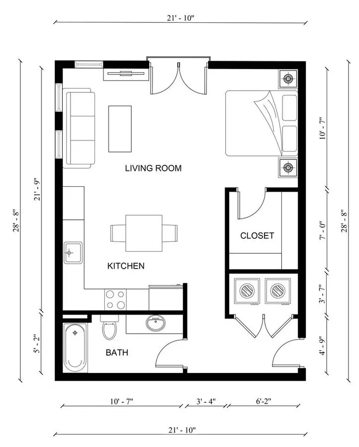 Studio • 1 Bath 301 floor plan