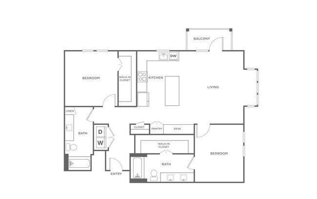 2 Beds • 2 Bath 4122 floor plan