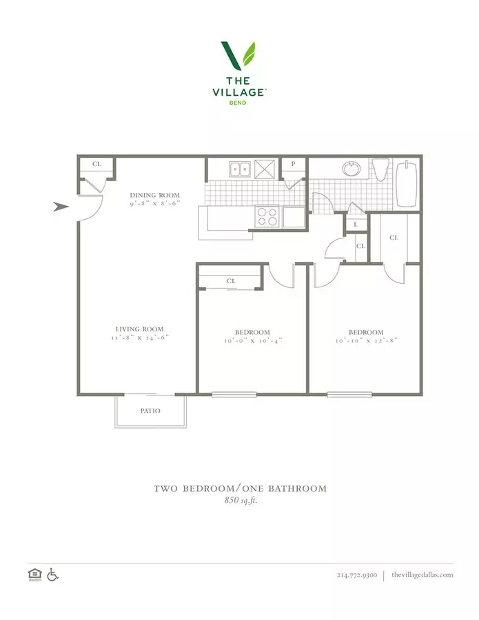 2 Beds • 1 Bath 2-0907 floor plan