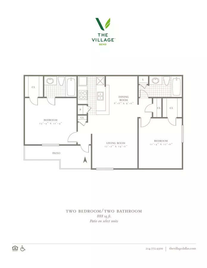 2 Beds • 2 Bath 3-1804 floor plan
