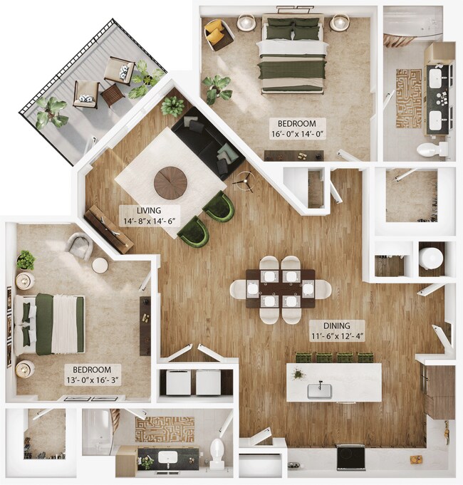 2 Beds • 2 Bath 310 floor plan