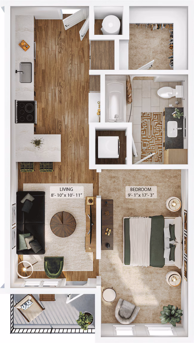 Studio • 1 Bath 366 floor plan