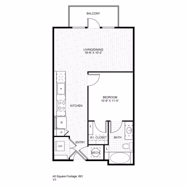 1 Bed • 1 Bath 325 floor plan