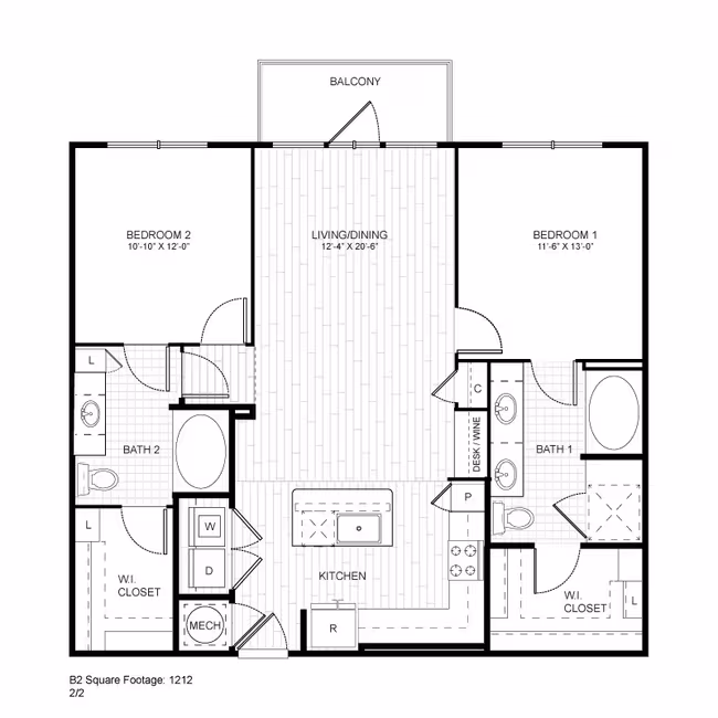 2 Beds • 2 Bath 279 floor plan