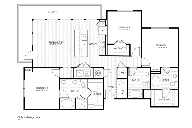 3 Beds • 3 Bath 433 floor plan