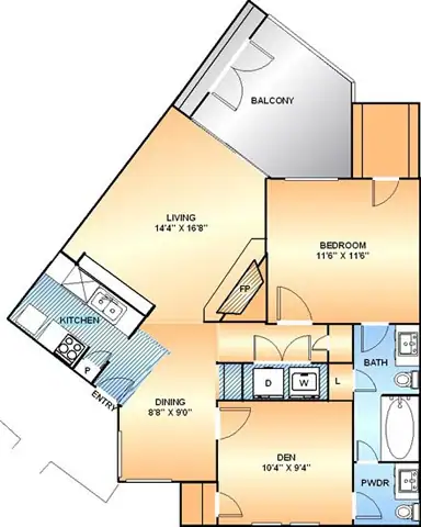 2 Beds • 2 Bath 815 floor plan