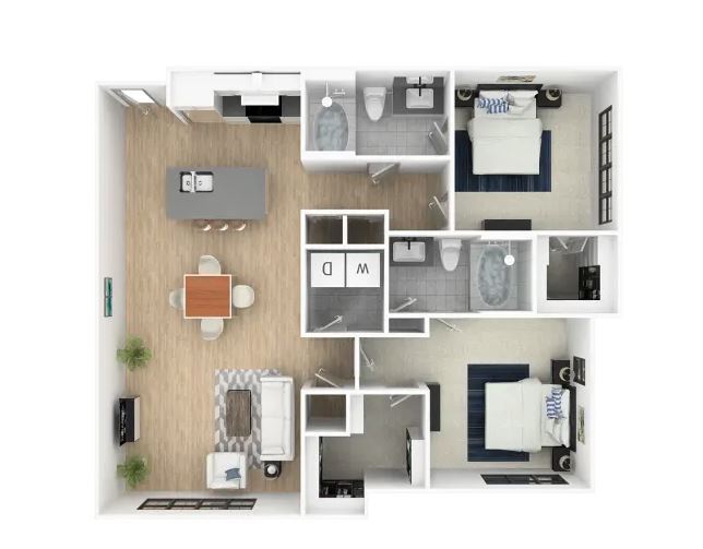 2 Beds • 2 Bath 1101 floor plan