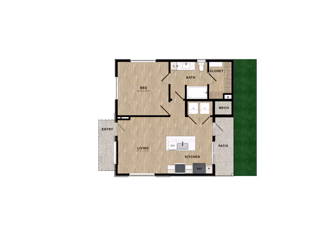 1 Bed • 1 Bath 1015 floor plan