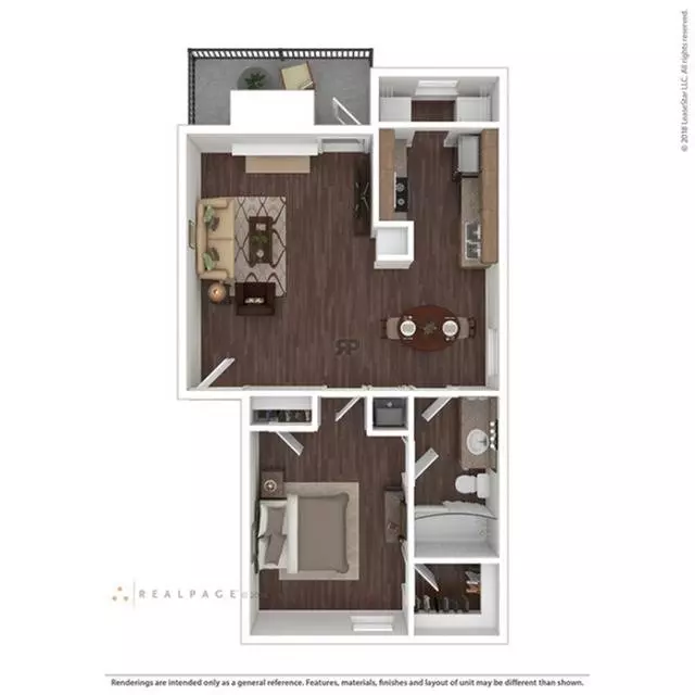 1 Bed • 1 Bath 1635 floor plan