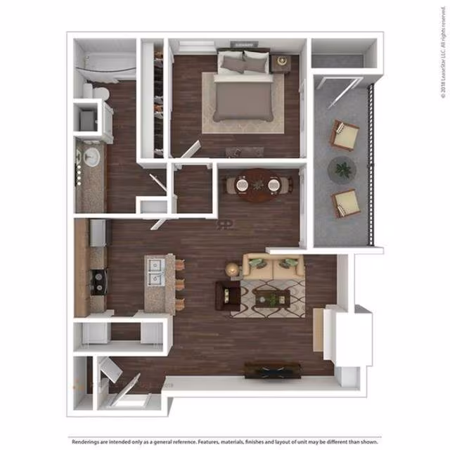 1 Bed • 1 Bath 1821 floor plan