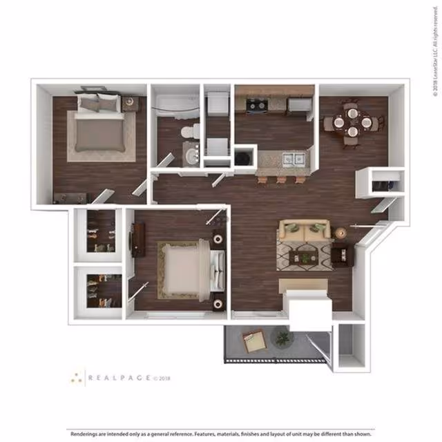 2 Beds • 2 Bath 224 floor plan
