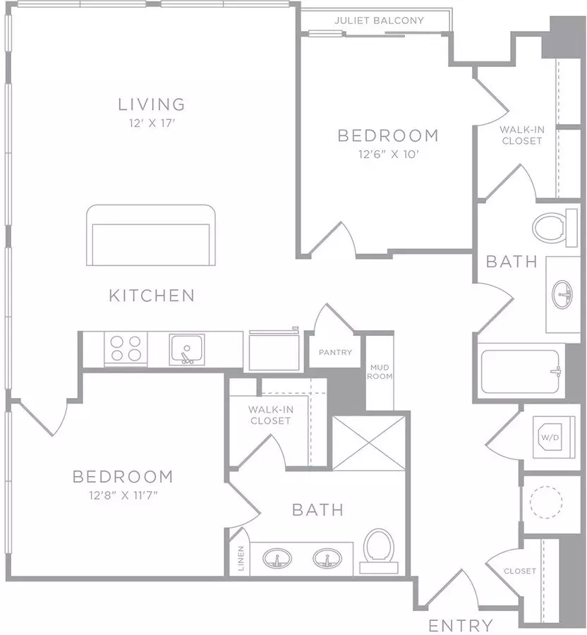 2 Beds • 2 Bath 322 floor plan