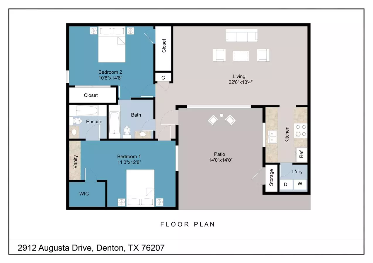 2 Beds • 2 Bath 3012D floor plan