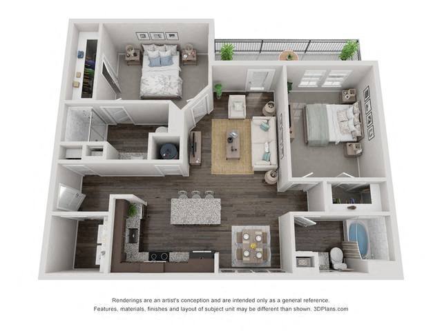 2 Beds • 2 Bath B2-2304 floor plan