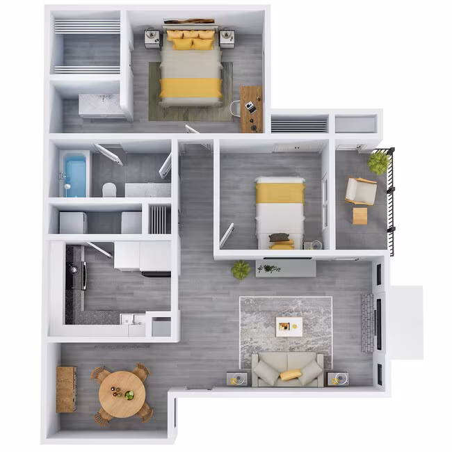 2 Beds • 2 Bath 805 floor plan