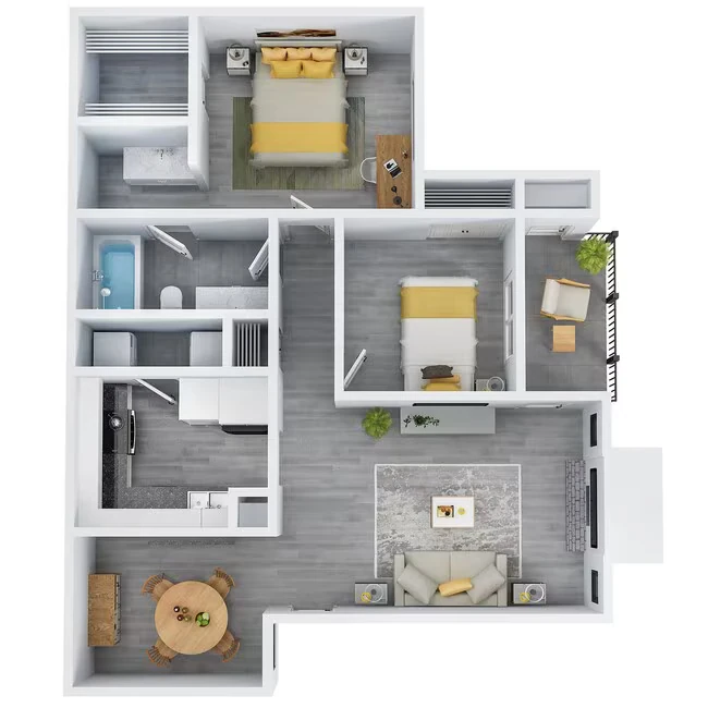 2 Beds • 1 Bath 1015 floor plan