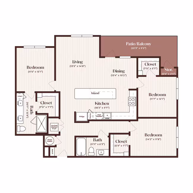 3 Beds • 2 Bath 2302 floor plan