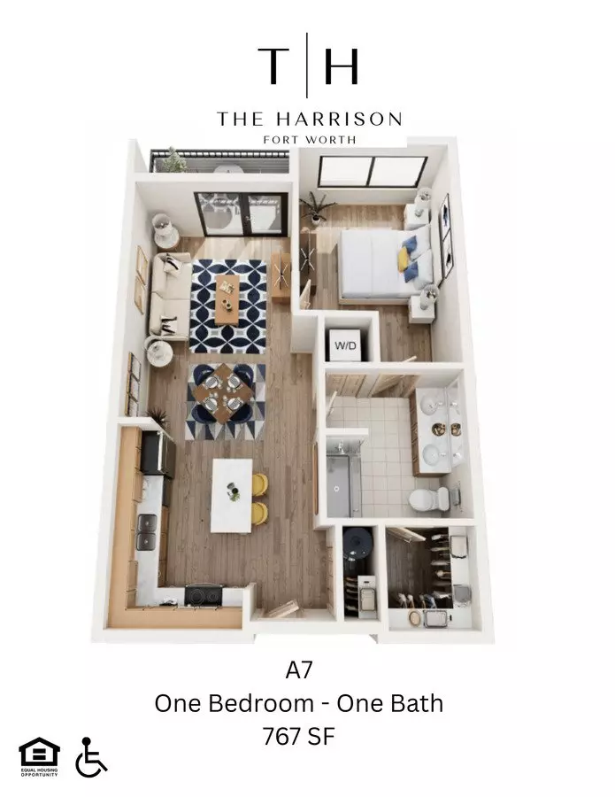 1BR/1BA floor plan