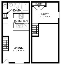 1 Bed • 1 Bath 10 floor plan
