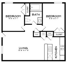 2 Beds • 1 Bath 96 floor plan