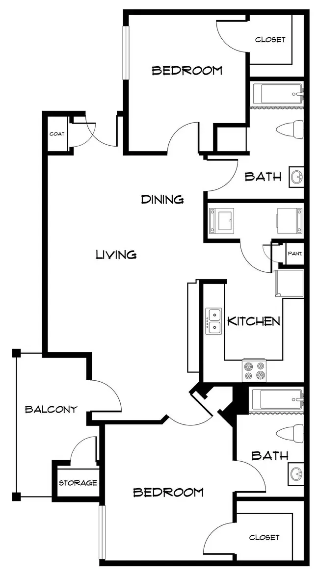 2 Beds • 2 Bath 216 floor plan